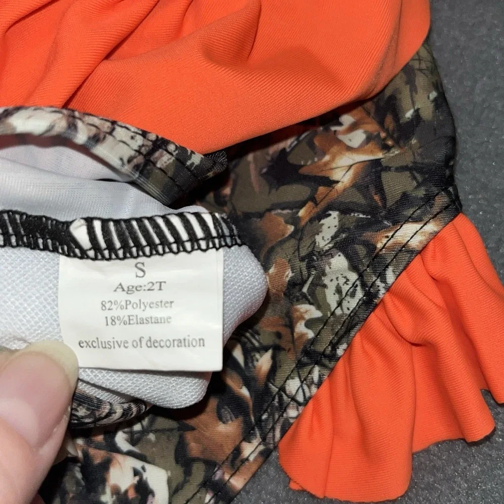 Oh Deer Camo &‎ Orange Bikini w/ruffle 2T Toddler